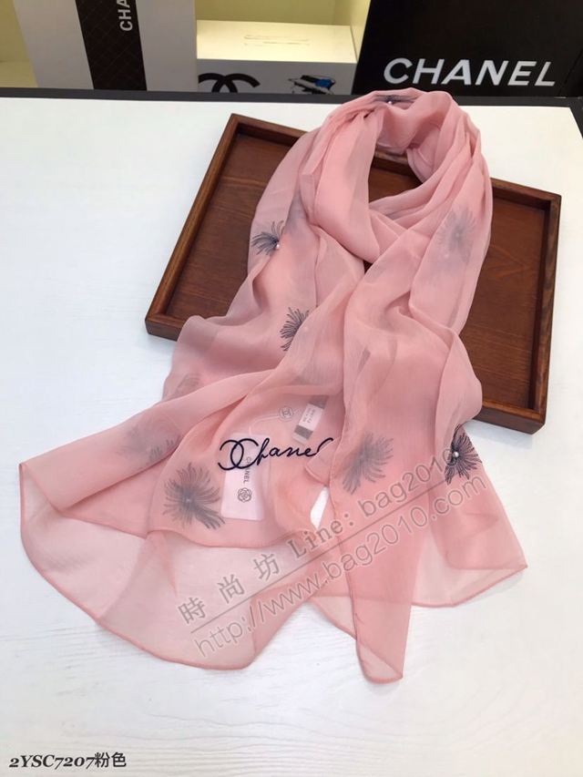 CHANEL圍巾 2019年最新火爆款 香奈兒真絲繡花長巾 CHANE女絲巾  llwj6783